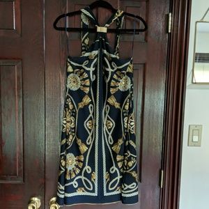 Cache Gold Embellished Halter Mini Dress - Large